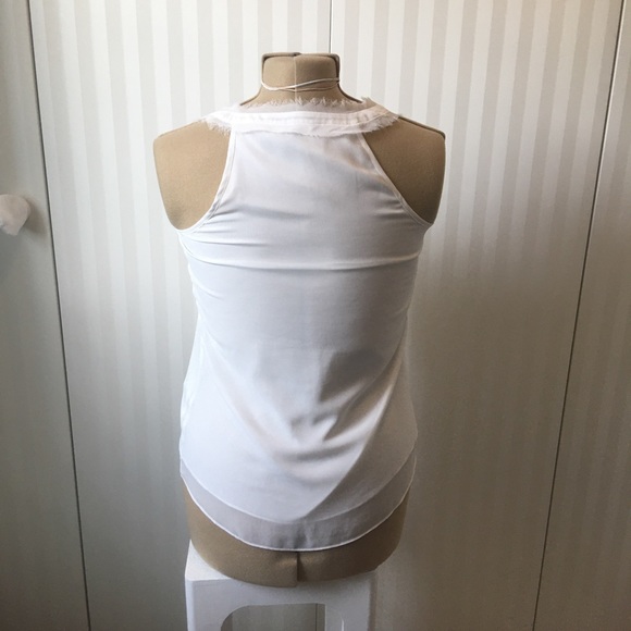 Banana Republic white fringe flower bead tank top Size XS - Picture 2 of 8